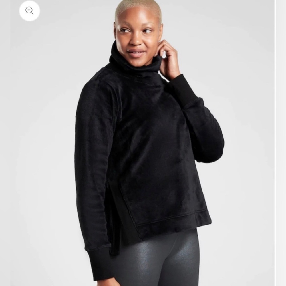 Athleta Cozy Karma Sweatshirt XS Black Funnel Neck Athleisure Pullover